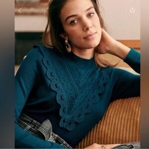 Sezane Charline Jumper Bleu Canard - Size L